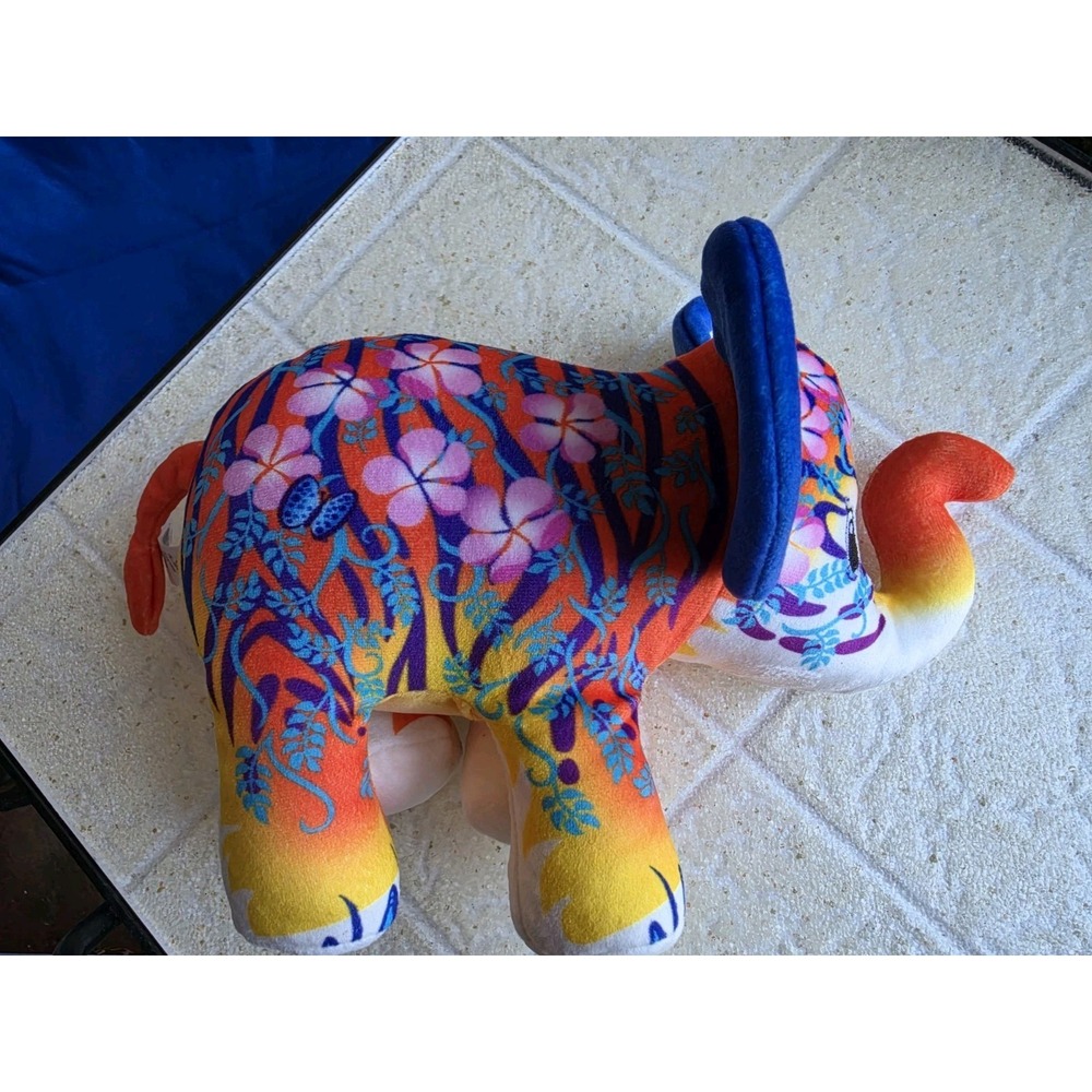 Pop Art Soft Tiger Plush Animal Blue Orange Mystery Elephant Flower Butterfly 9"